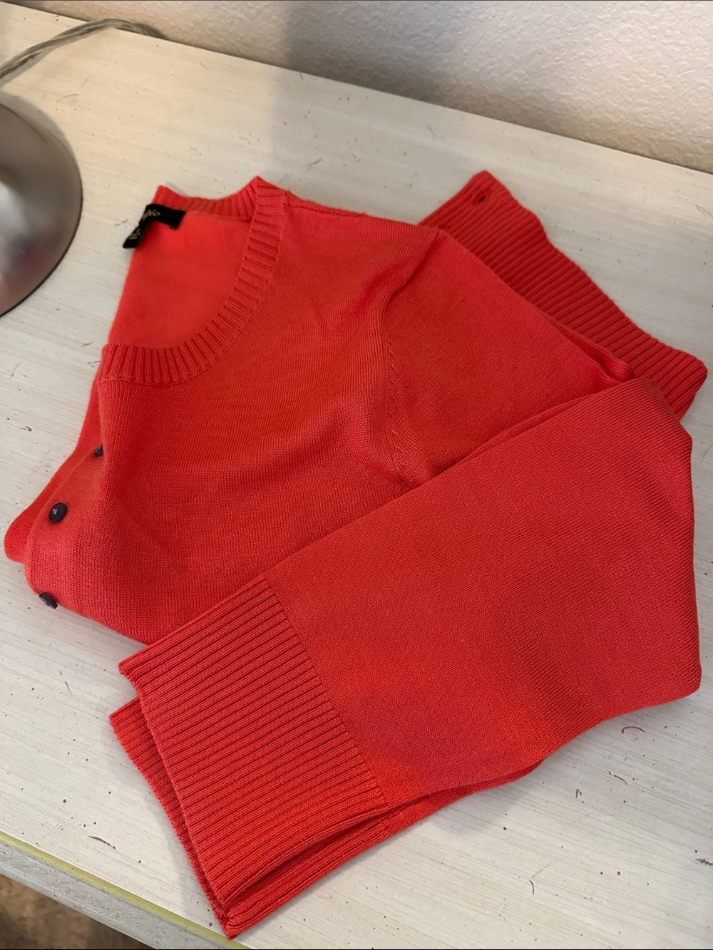 Sz S like new Cupio Women's Crewneck 3/4 sleeves cardigan Sweater in Coral